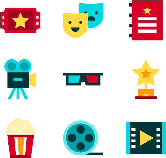 Cinema Icons Set PNG Image