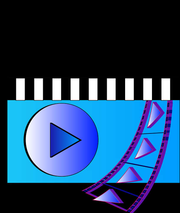 Cinema Play Buttonand Filmstrip PNG Image