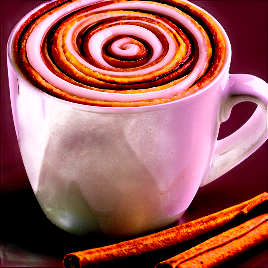 Cinnamon Roll Latte Art Png Tat PNG Image