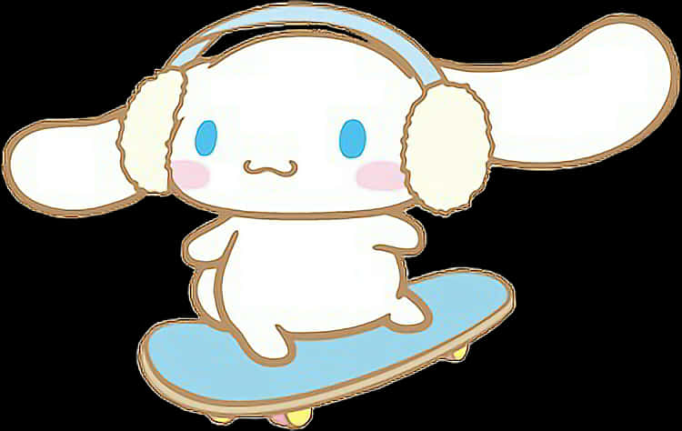 Cinnamoroll Skateboarding Earmuffs PNG Image