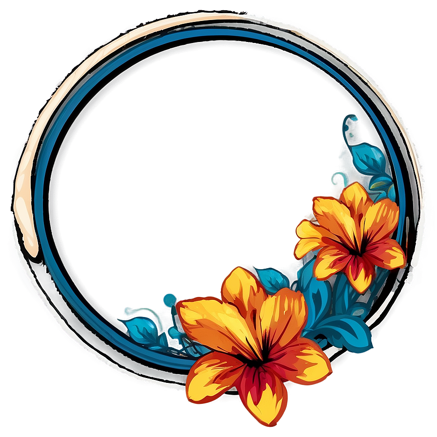 Circle Frame With Flowers Png 45 PNG Image