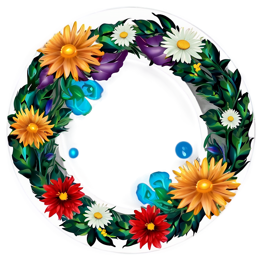 Circle Frame With Flowers Png Fjk PNG Image