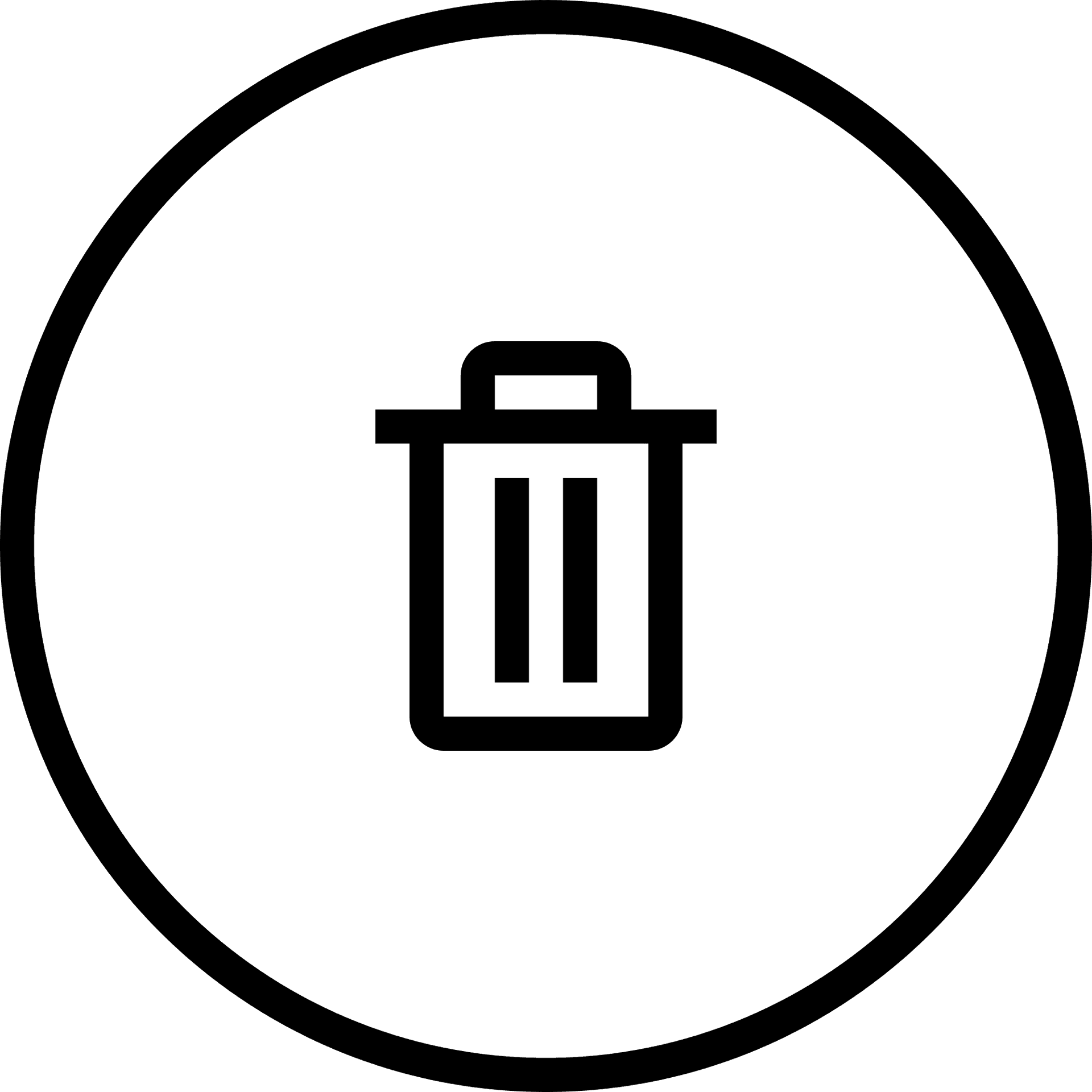 Circle Outlined Trash Can Icon PNG Image