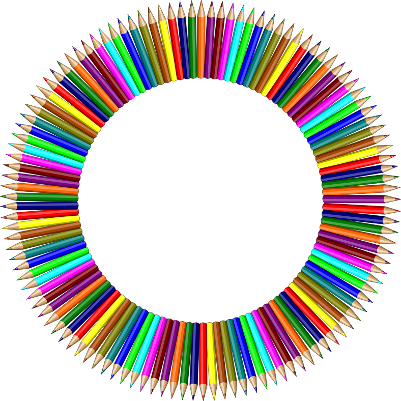 Circular Arrayof Colored Pencils PNG Image