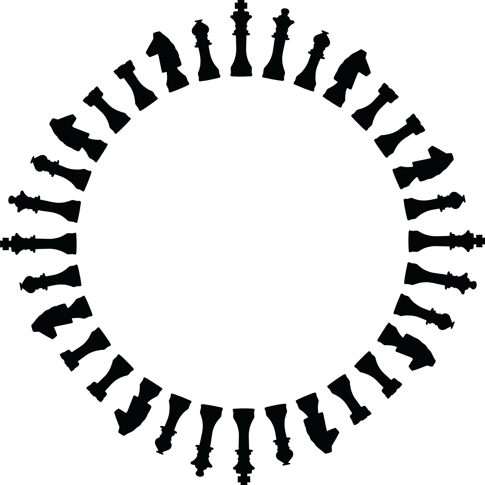 Circular Chess Pieces Silhouette PNG Image