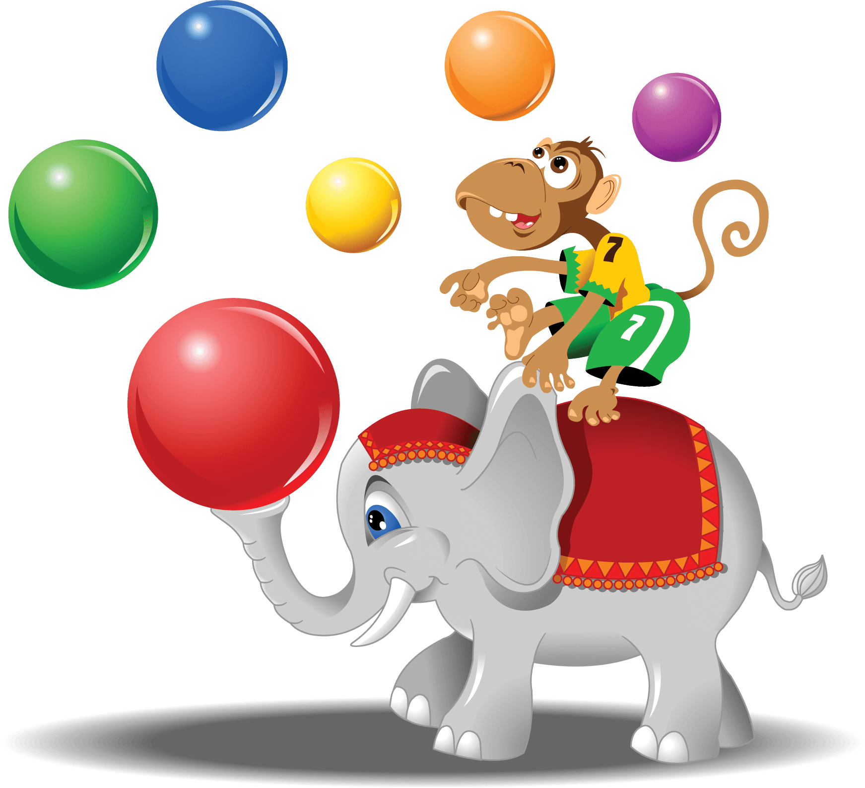 Circus Elephantand Monkey Performance PNG Image