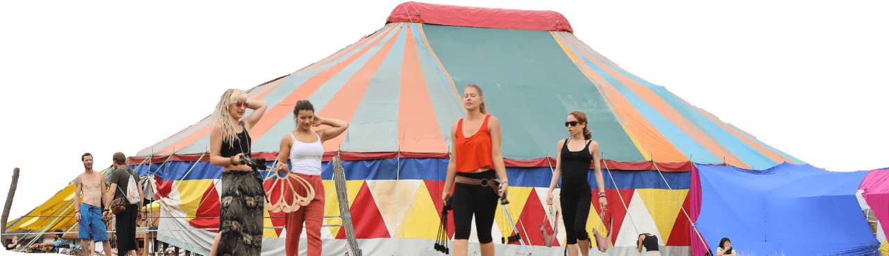 Circus_ Performers_ Preparation_ Tent_ Background PNG Image