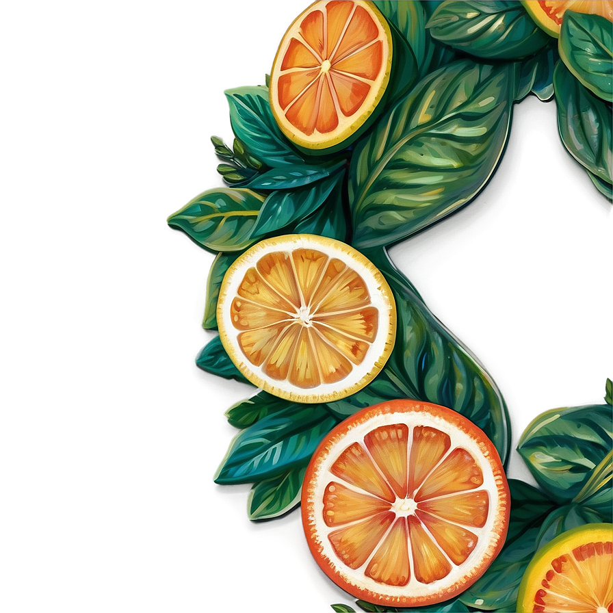 Citrus And Herb Kitchen Wreath Png Tos96 PNG Image