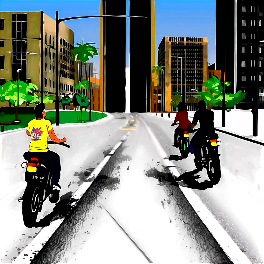 City Street With Bikers Png Mwp72 PNG Image