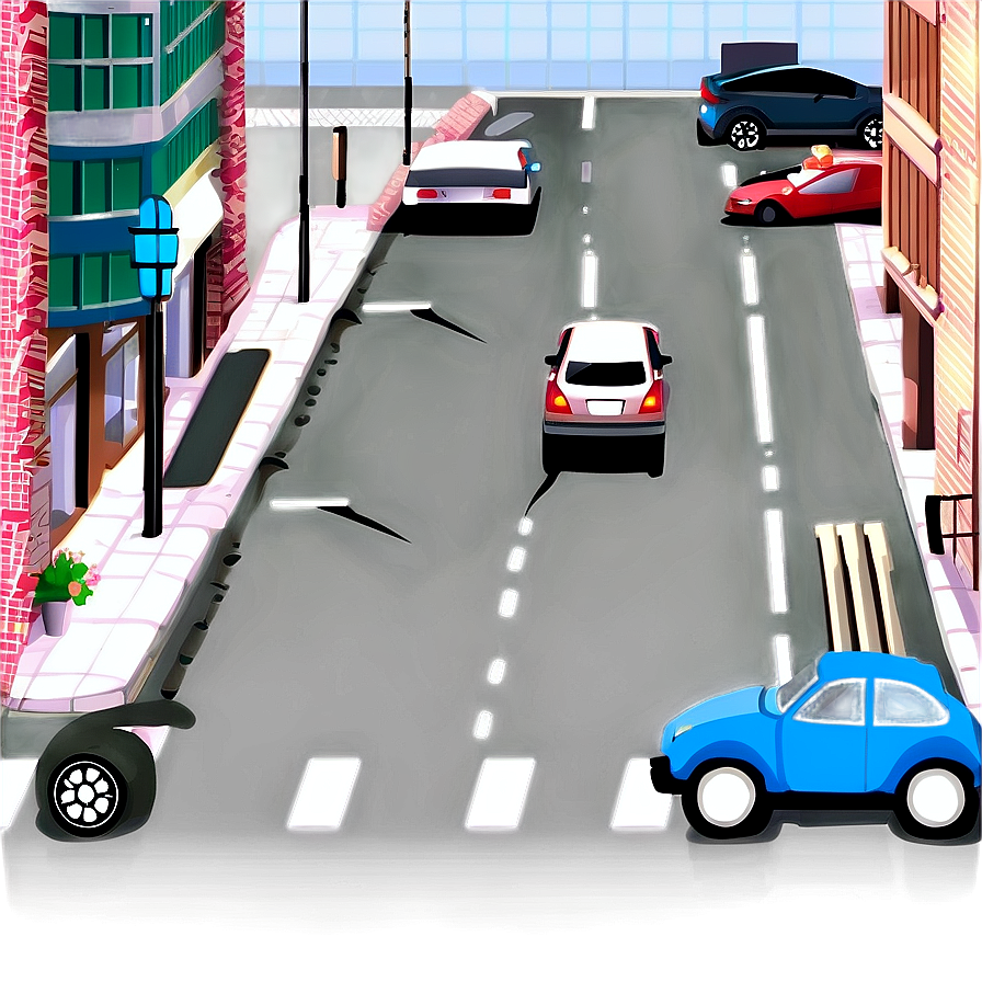 City Street With Cars Png Mas28 PNG Image