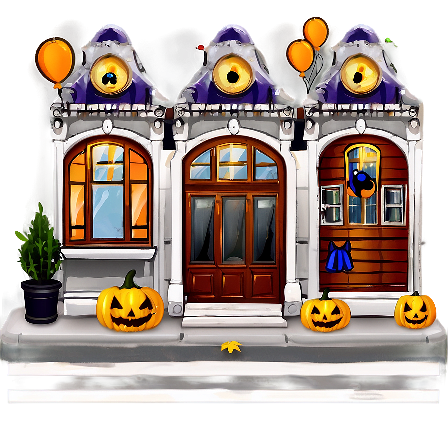 City Street With Halloween Decor Png 06252024 PNG Image