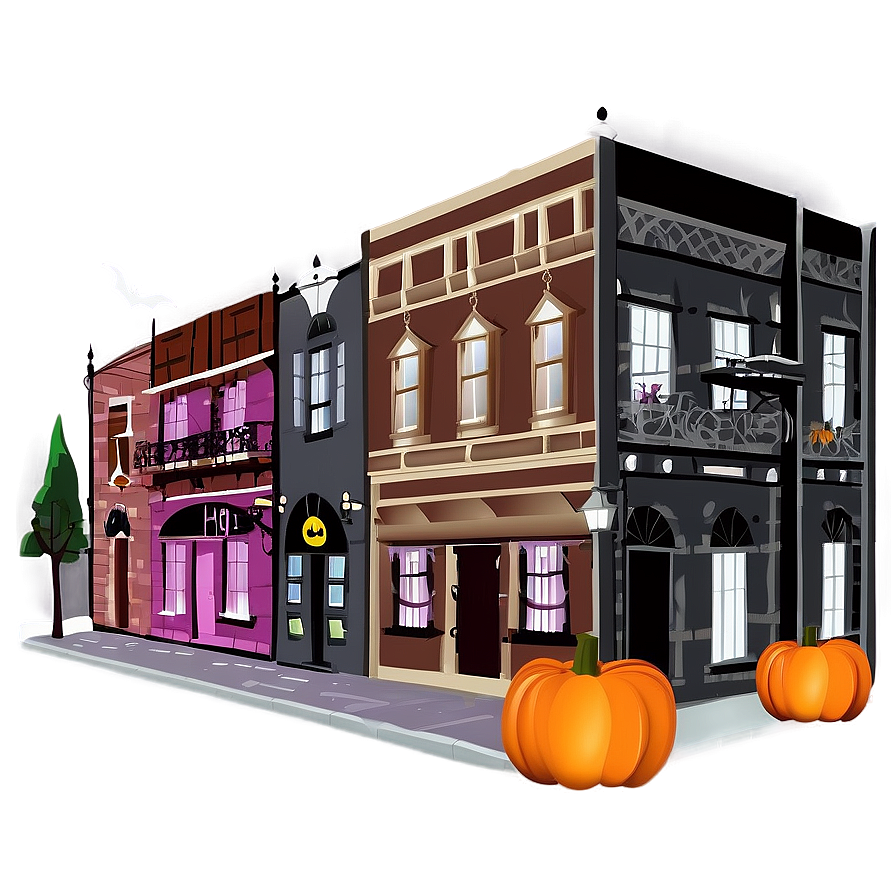 City Street With Halloween Decor Png Gof71 PNG Image