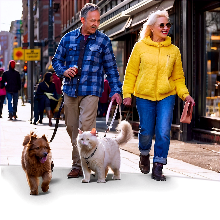 City Street With Pet Walkers Png Cpw PNG Image