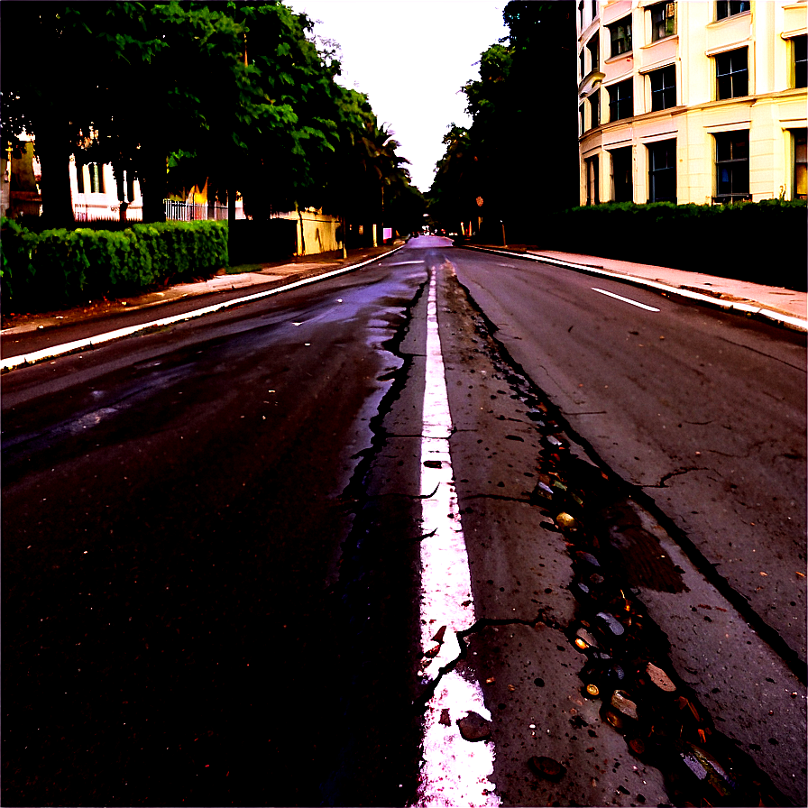 City Street With Potholes Png 06252024 PNG Image