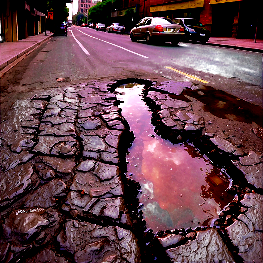 City Street With Potholes Png 39 PNG Image