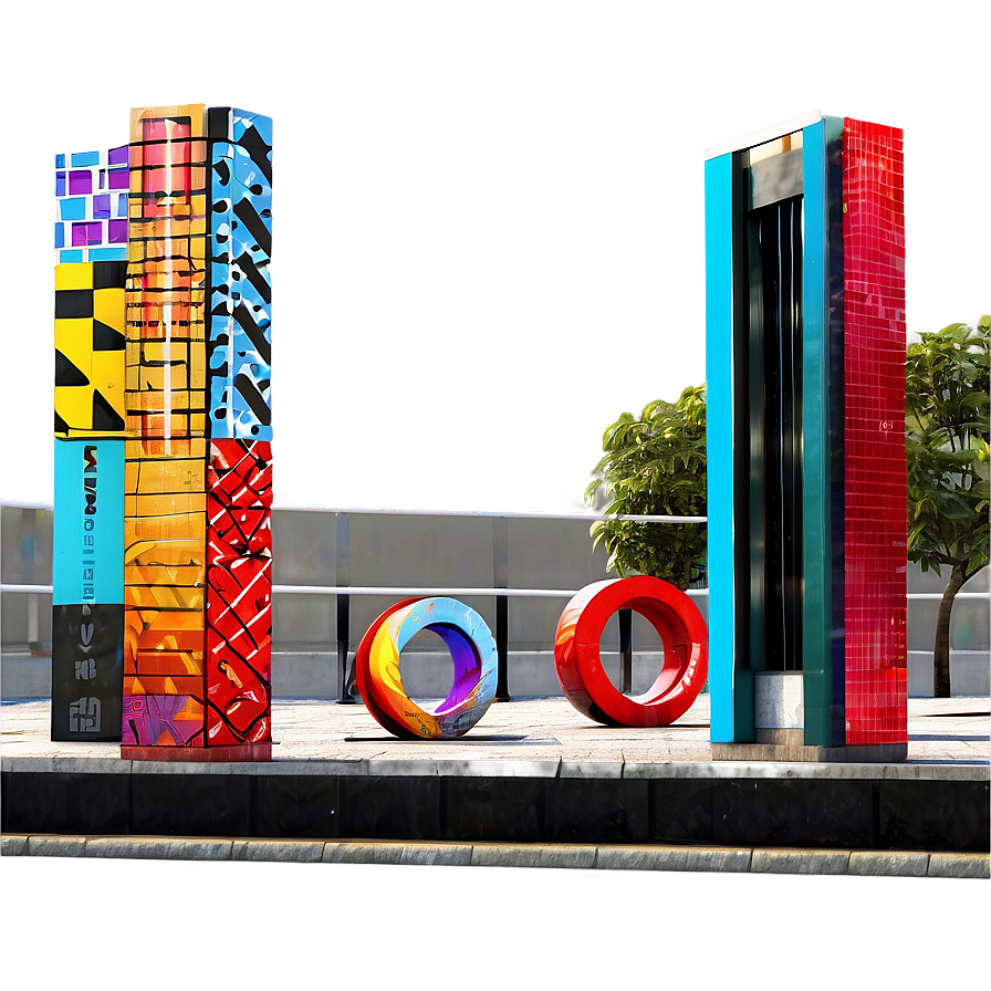 City Street With Public Art Png 42 PNG Image