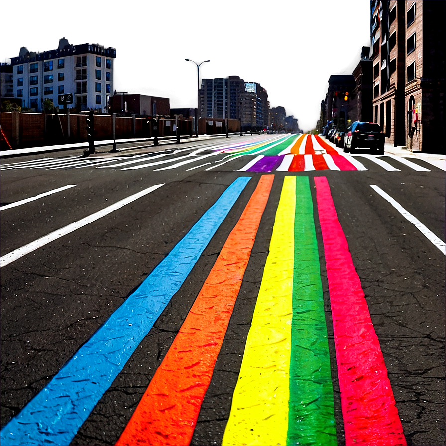 City Street With Rainbow Crosswalk Png 06252024 PNG Image