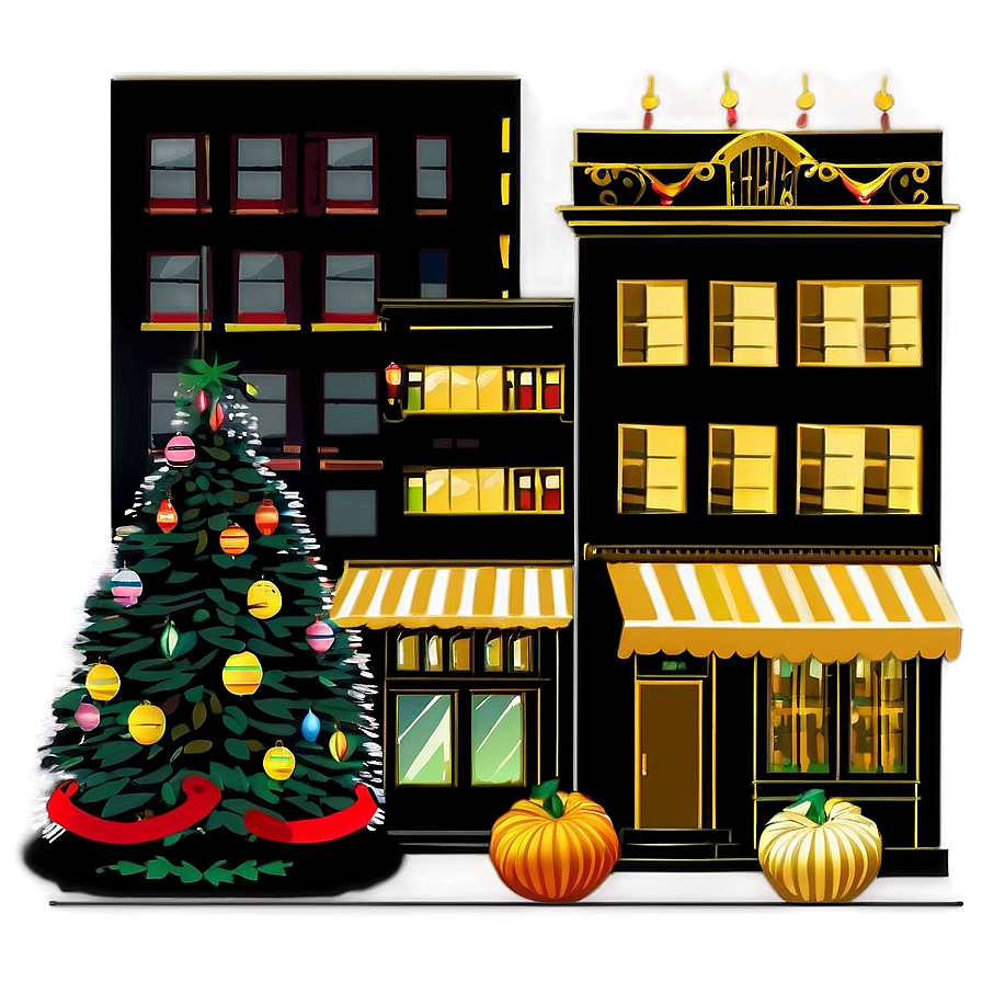 City Street With Seasonal Decorations Png Opp88 PNG Image