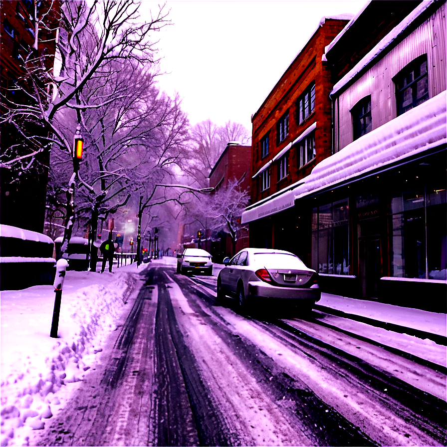 City Street With Snowfall Png Cdy PNG Image