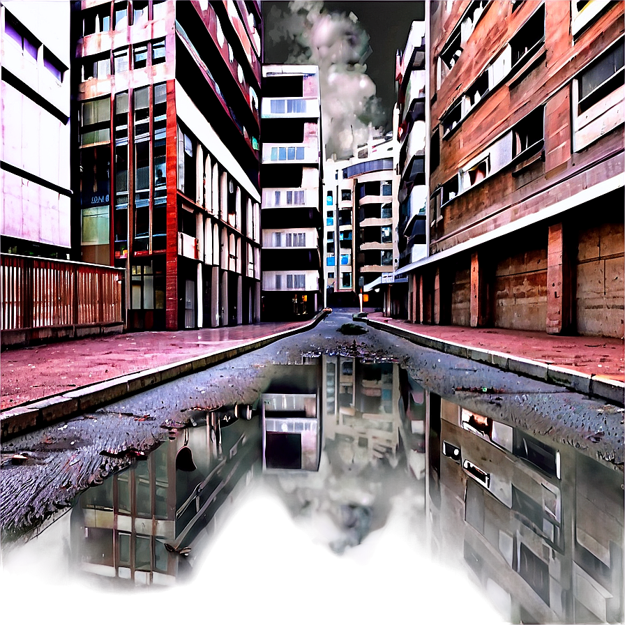 City Street With Water Puddles Png 59 PNG Image