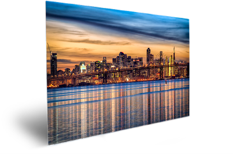 Cityscape Sunset Reflection Canvas Art PNG Image