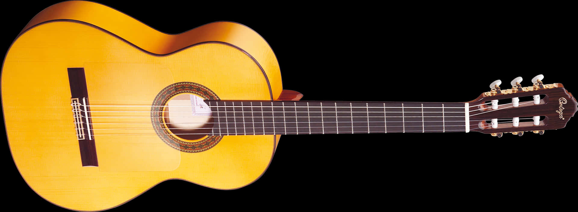 Classic Acoustic Guitar Isolatedon Black PNG Image