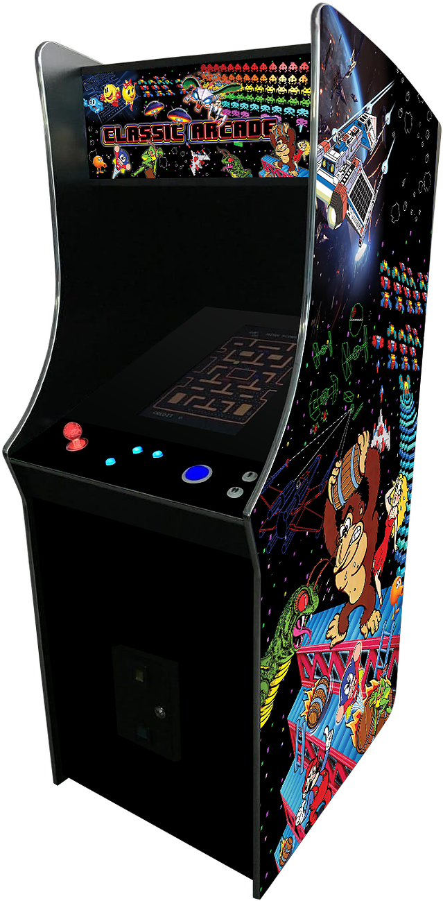 Classic Arcade Machine Graphic Side Art PNG Image