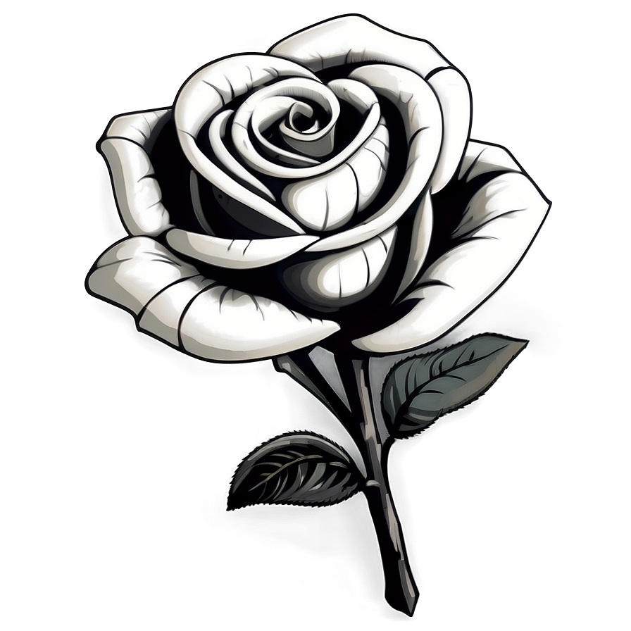 Classic Black And White Rose Illustration Png Nec PNG Image