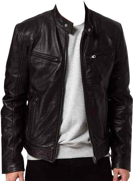 Classic Black Leather Jacket PNG Image