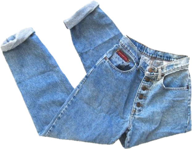 Classic Blue Jeans Laid Flat PNG Image