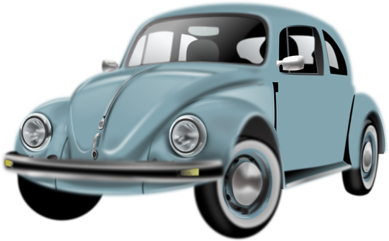 Classic Blue Volkswagen Beetle Illustration PNG Image