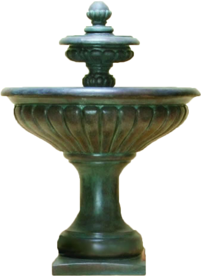 Classic Bronze Garden Fountain PNG Image