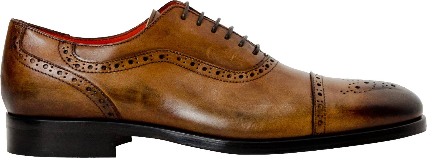 Classic Brown Leather Brogue Shoe PNG Image