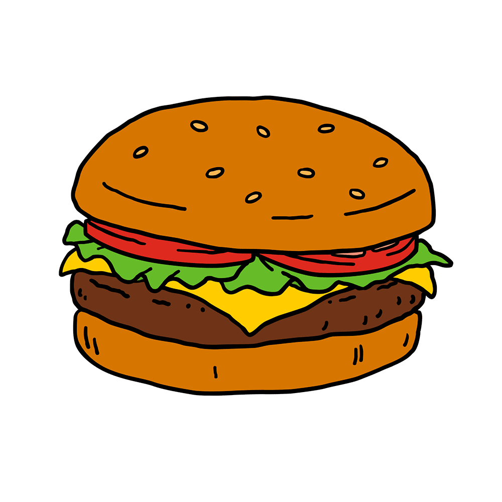 Classic Cheeseburger Illustration.png PNG Image