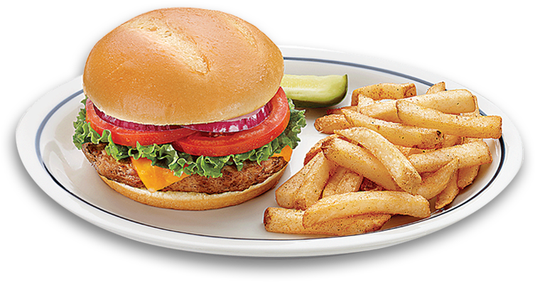 Classic Cheeseburgerwith Fries PNG Image