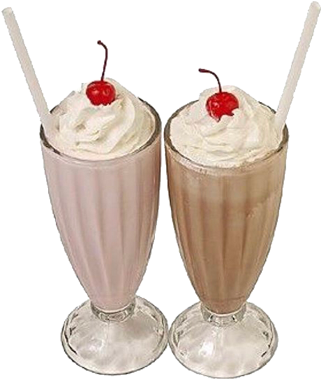 Classic Cherry Topped Milkshakes PNG Image