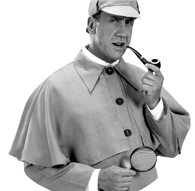 Classic Detectivewith Pipeand Magnifying Glass PNG Image