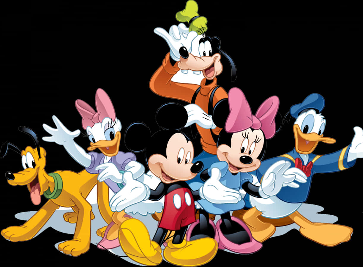 Classic Disney Characters Together PNG Image