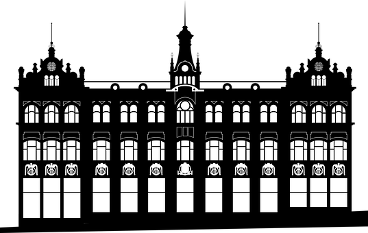 Classic Facade Silhouette PNG Image