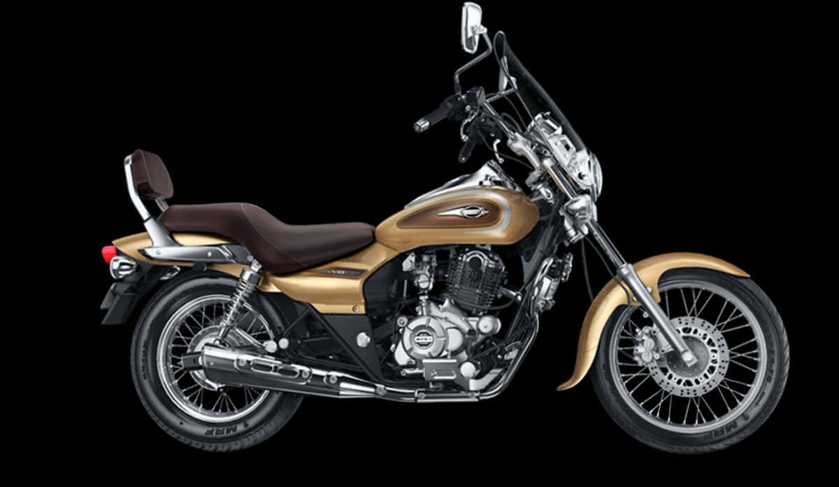 Classic Golden Motorcycle Black Background PNG Image