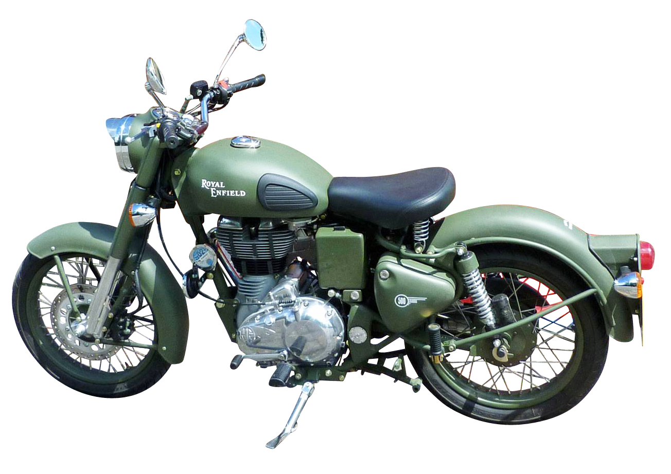 Classic Green Royal Enfield Motorcycle PNG Image