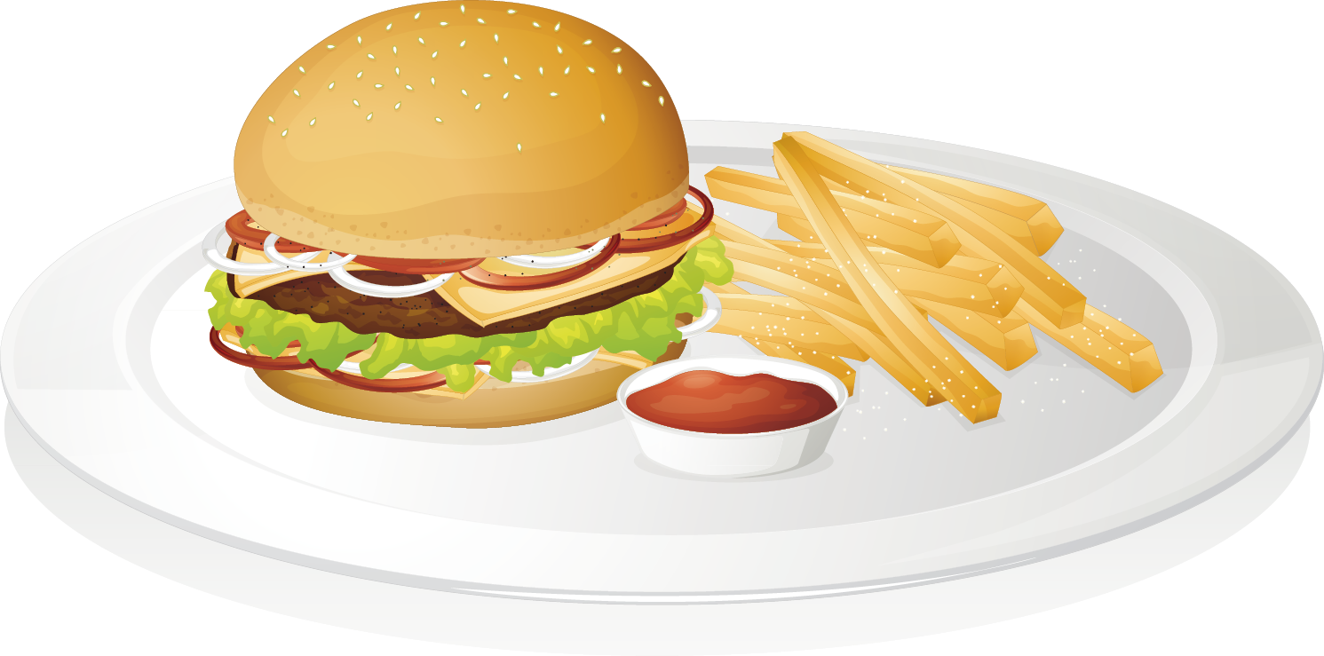 Classic Hamburgerand Fries Illustration PNG Image