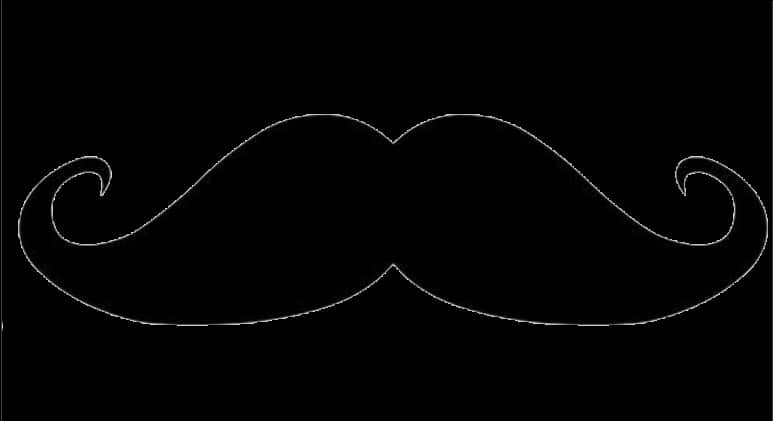 Classic Handlebar Mustache Outline PNG Image