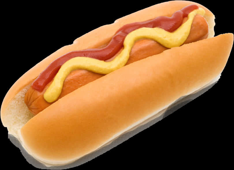 Classic Hot Dog With Ketchup And Mustard PNG Image