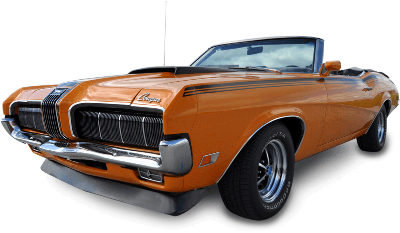 Classic Orange Mercury Cougar Convertible PNG Image