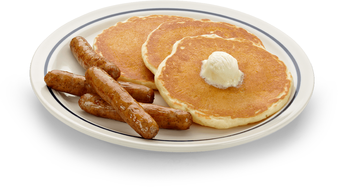 Classic Pancakesand Sausages Breakfast PNG Image