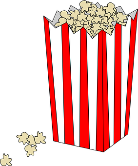 Classic Popcorn Box Spilled Popcorn PNG Image