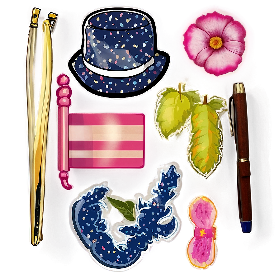 Classic Preppy Stickers Selection Png 06132024 PNG Image