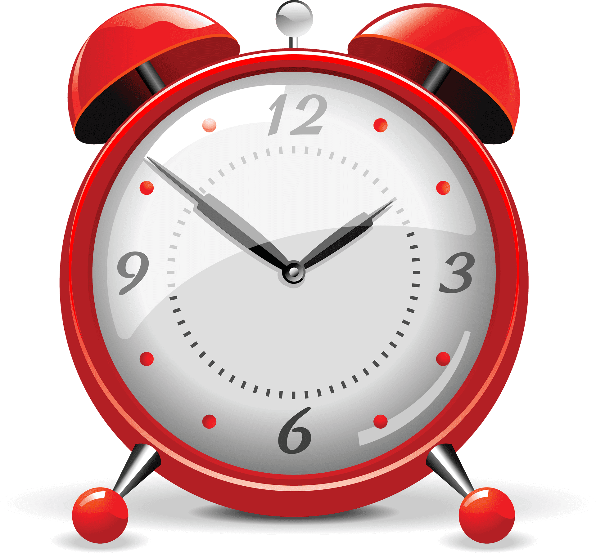 Classic Red Alarm Clock PNG Image