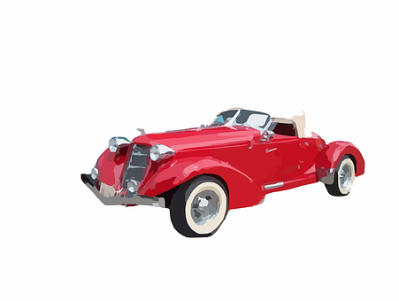 Classic Red Convertible Vintage Car PNG Image